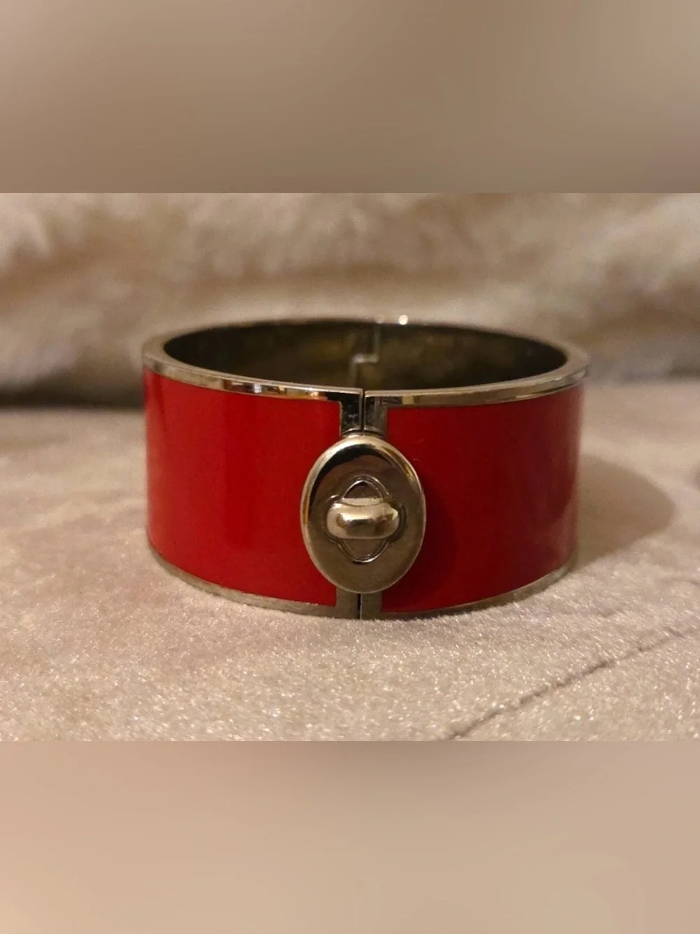 Coach Red Enamel Cuff Watch Bracelet